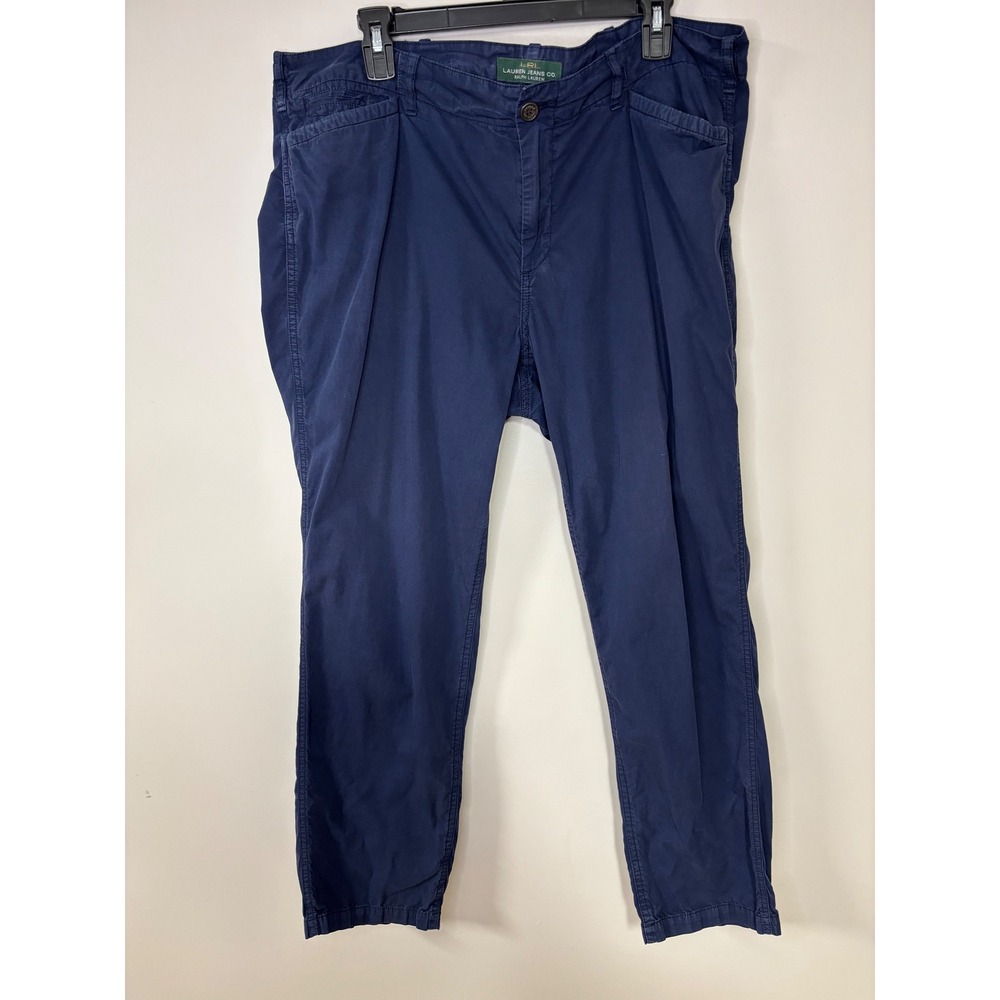 Lauren Jeans Co.‎ Ralph Lauren Blue Chino Pants Womens 14W Cotton Blend